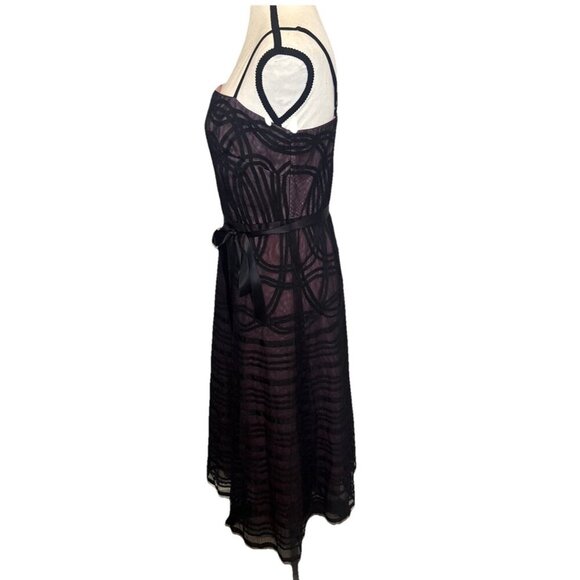 BCBGMAXAZRIA Black & Pink Tulle Woven Spaghetti Strap Cocktail Party Dress Sz 8 - Picture 7 of 11